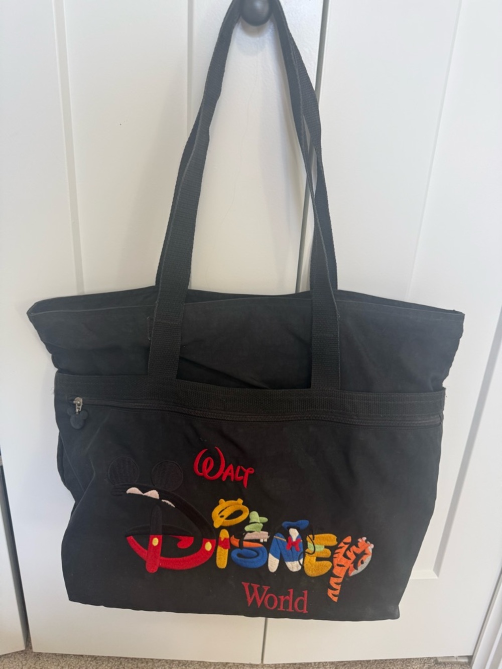 Disney Black Tote with Colorful Embroidered 'Disney World' Logo